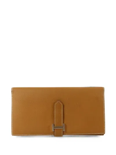 Pre-owned Hermes Bearn Epsom Leather Wallet In Brown