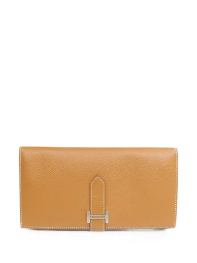 Pre-owned Hermes Bearn Epsom-leather Wallet In Neutral