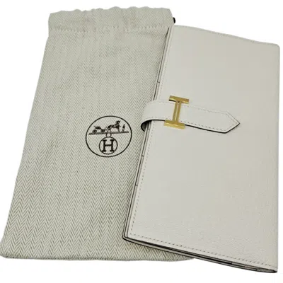 Pre-owned Hermes Bearn Gold Chevre Leather Long Wallet (bi-fold) ()