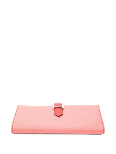 Pre-owned Hermes Bearn H-logo Wallet In Pink