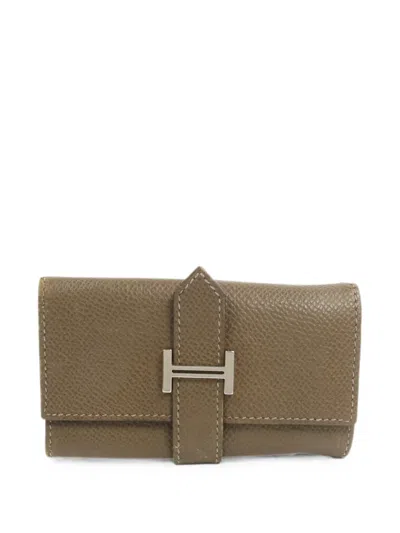 Pre-owned Hermes Bearn Key Case In Grey