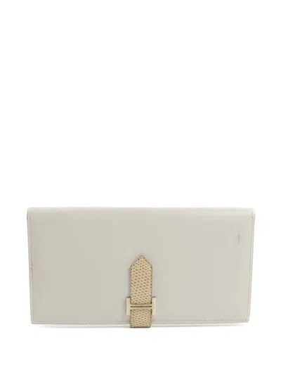 Pre-owned Hermes Béarn Leather Wallet In Grey