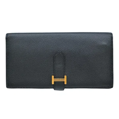 Hermes Béarn Leather Wallet () In Black