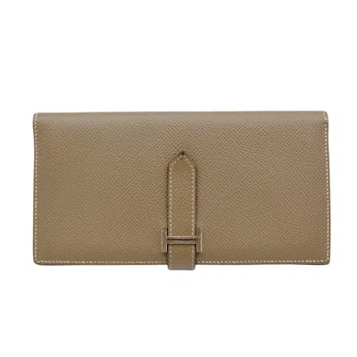 Hermes Béarn Leather Wallet () In Brown