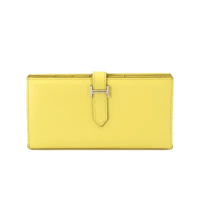Hermes Béarn Leather Wallet () In Yellow