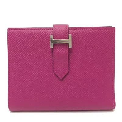 Pre-owned Hermes Bearn Rose Purple Epsom Leather Wallet (bi-fold) ()