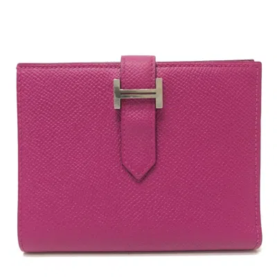 Pre-owned Hermes Bearn Rose Purple Epsom Leather Wallet (bi-fold) ()