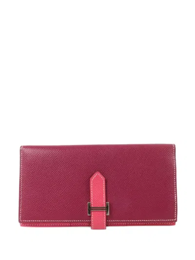 Pre-owned Hermes Bearn W Wallet In Pink