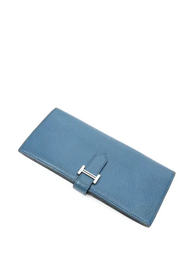 Pre-owned Hermes Bearn Wallet In Blue