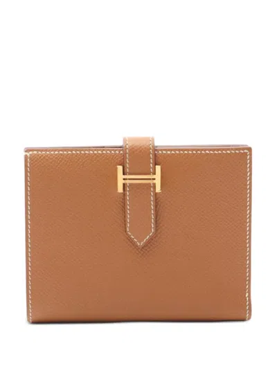 Pre-owned Hermes Bearn Wallet In Brown
