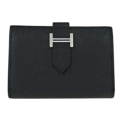 Pre-owned Hermes Bearn Wallet Epsom Black Leather Wallets Accessory ()