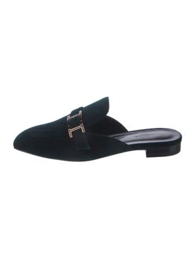 Pre-owned Hermes Beauty Velvet Mules In Blue
