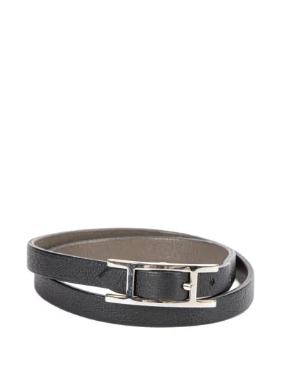 Pre-owned Hermes Behapi Double Tour Bracelet In Black