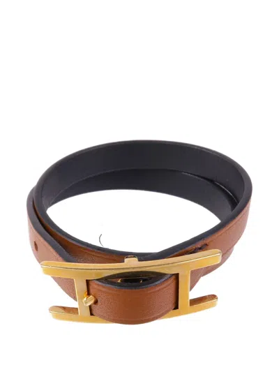 Pre-owned Hermes Behapi Double Tour Bracelet In Gold