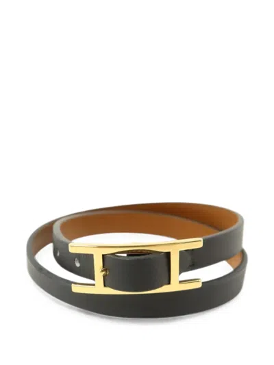 Pre-owned Hermes Behapi Double Tour Bracelet In Gold