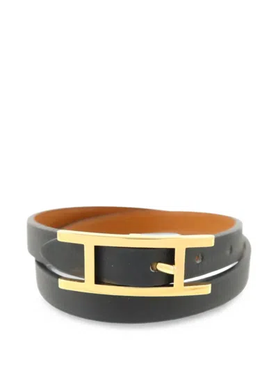 Pre-owned Hermes Behapi Double Tour Bracelet In Gold