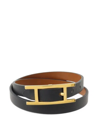 Pre-owned Hermes Behapi Double Tour Bracelet In Gold
