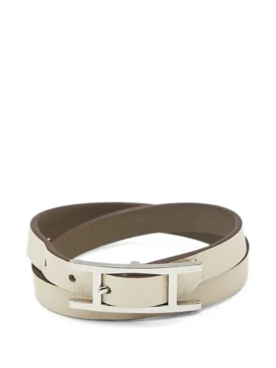 Pre-owned Hermes Behapi Double Tour Bracelet In Neutrals