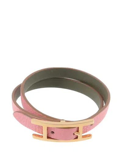 Pre-owned Hermes Behapi Double Tour Bracelet In Pink