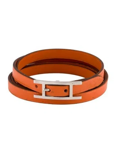 Pre-owned Hermes Behapi Leather Triple Wrap Bracelet In Multi