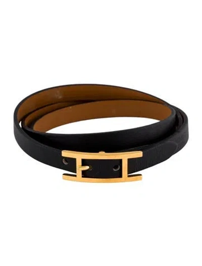 Pre-owned Hermes Behapi Leather Triple Wrap Bracelet In Multi