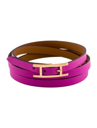 Pre-owned Hermes Behapi Triple Tour Bracelet In Multi