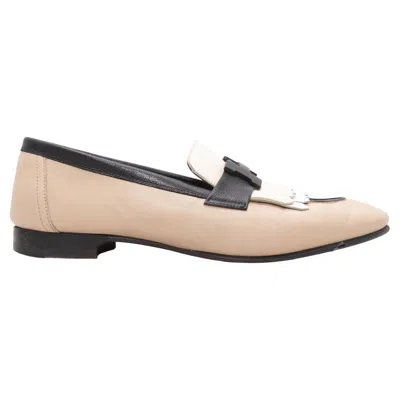Pre-owned Hermes Beige & Black  Royal H Loafers Size 37