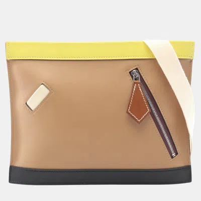 Pre-owned Hermes Beige Barenia And Swift Colormatic Horizontal Crossbody In Sand