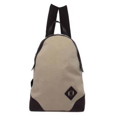 Pre-owned Hermes Beige Black Canvas Leather Backpack () In Multi