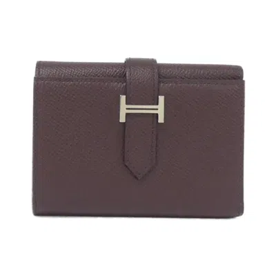 Pre-owned Hermes Beige Bleu Saphir Blue Epsom Leather Wallet (tri-fold) ()
