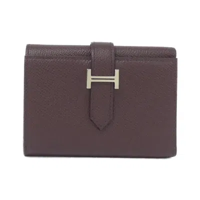 Pre-owned Hermes Beige Bleu Saphir Blue Epsom Leather Wallet (tri-fold) ()