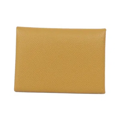 Pre-owned Hermes Beige Brown Brown Epsom Leather Coin Purse/coin Case ()
