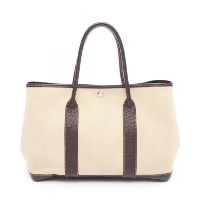 Pre-owned Hermes Beige Brown Canvas Tote Bag () In Multi