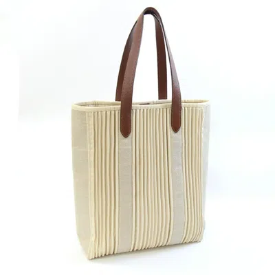 Pre-owned Hermes Beige Brown Canvas Tote Bag () In Beige, Brown