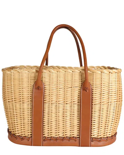Pre-owned Hermes Hermès Beige, Brown Wicker & Barenia Leather Osier Garden Party 36 (authentic Pre-loved)