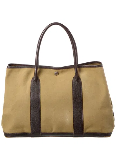 Pre-owned Hermes Hermès Beige Canvas Garden Party Pm (authentic ) In Blue