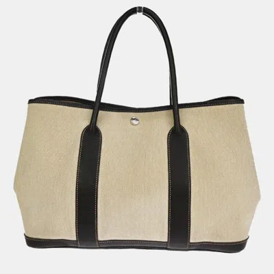 Pre-owned Hermes Beige Canvas Garden Party Tote Bag