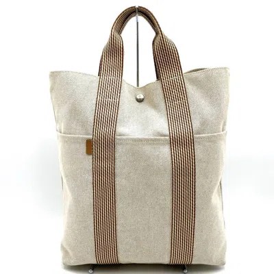 Pre-owned Hermes Beige Canvas Handbag Tote Bag () In Sand