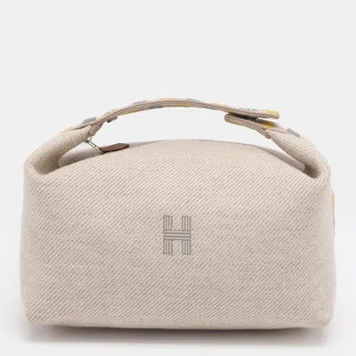 Pre-owned Hermes Beige Canvas Large Bride-a-brac Case Pouch In Sand