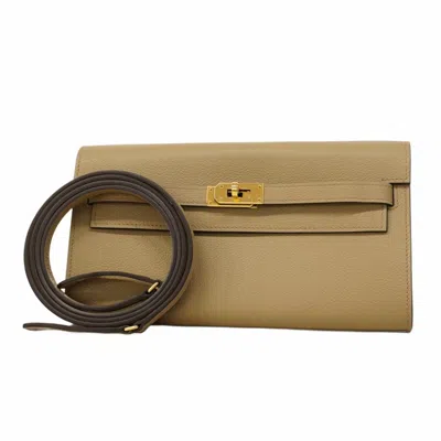 Pre-owned Hermes Beige Chain/shoulder Wallet () In Sand