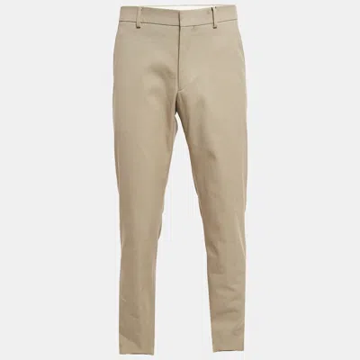 Pre-owned Hermes Beige Cotton Deperlant Decoupe Drill De Trousers L