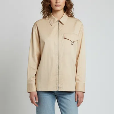 Pre-owned Hermes Beige Cotton Sellier Button Zip-up Shirt M
