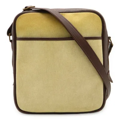 Pre-owned Hermes Beige Dark Brown Taurillon Clemence Leather Leather Shoulder Bag () In Multi