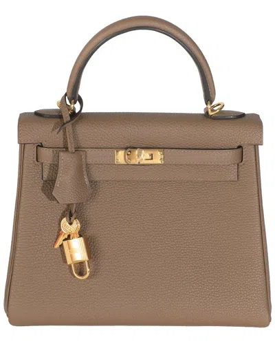 Pre-owned Hermes Hermès Beige De Weimar Togo Retourne Leather Kelly 25 Ghw (authentic Pre-  Loved)