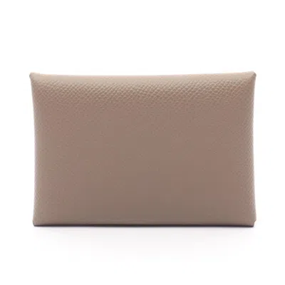 Pre-owned Hermes Beige Epsom Leather Coin Purse/coin Case () In Sand