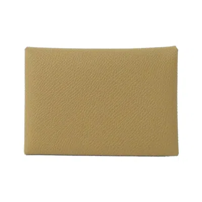 Pre-owned Hermes Beige Epsom Leather Coin Purse/coin Case () In Sand