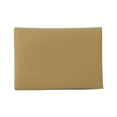Pre-owned Hermes Beige Epsom Leather Coin Purse/coin Case () In Sand