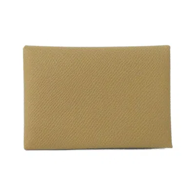 Pre-owned Hermes Beige Epsom Leather Coin Purse/coin Case () In Sand