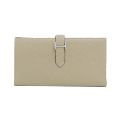 Pre-owned Hermes Beige Epsom Leather Long Wallet (bi-fold) ()