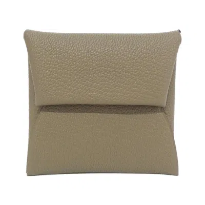 Pre-owned Hermes Beige Etoupe Gray Chevre Coromandel Leather Coin Purse/coin Case ()